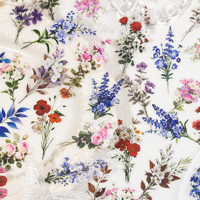 Language Leisure PET Stickers – Flower Room Floral Bookmark Collage, 4 Options - ViktaShop