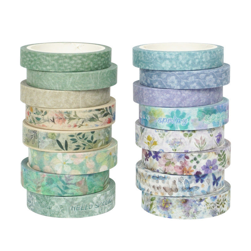 Spring Floral Thin Washi Tape Set – Plant Series, 12 Rolls - ViktaShop