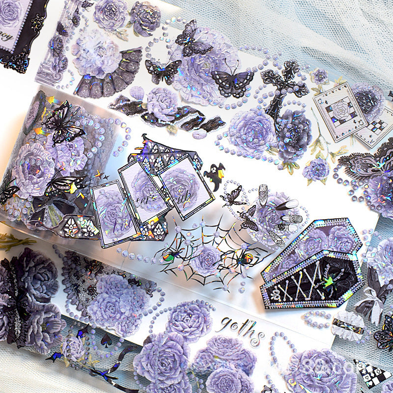 Retro Floral PET Tape - Shell Light Collage Journal Tape, 2m - ViktaShop