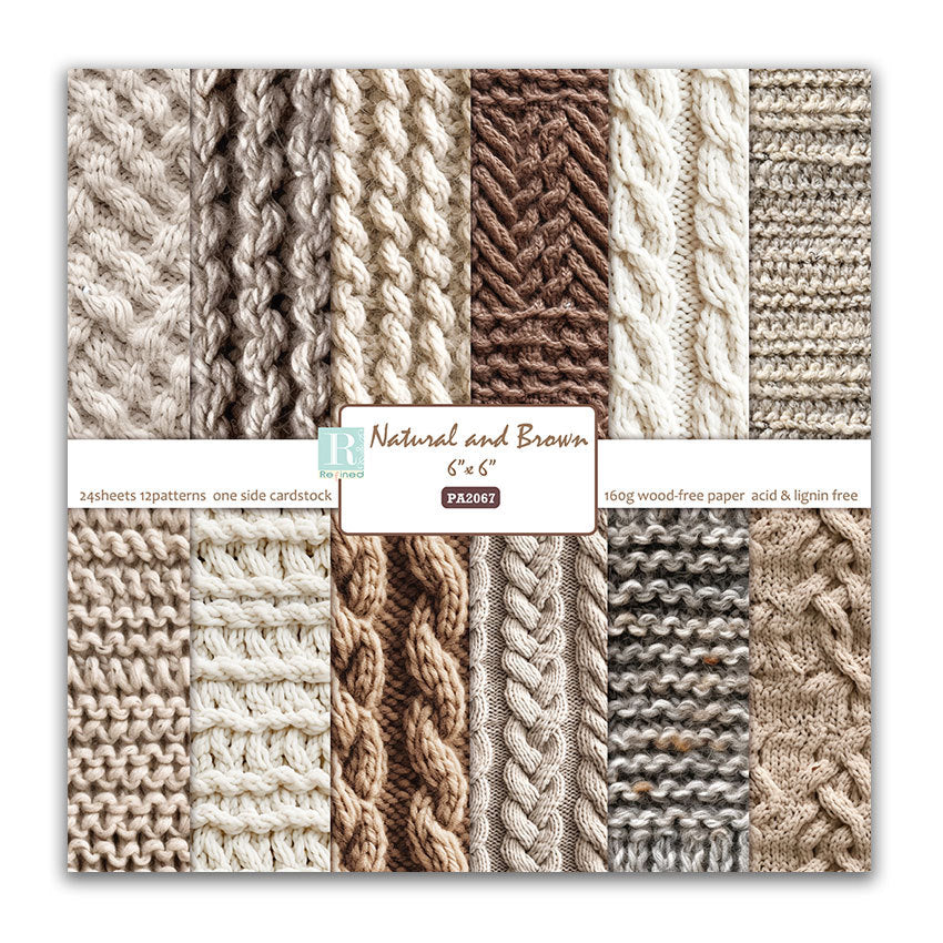 Natural Brown DIY Background Pattern Paper - 24 Sheets - ViktaShop