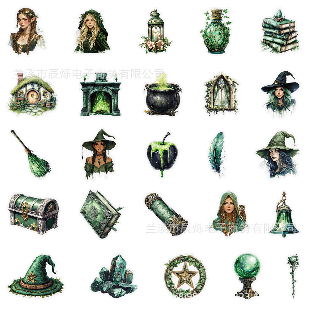 Forest Witch Stickers – Decorative Stickers, 50 Pcs - ViktaShop