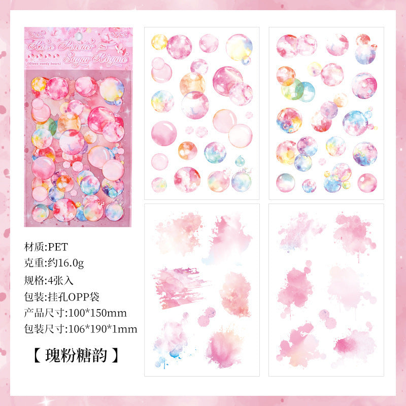 Glass Candy Heart PET Stickers - Transparent Splash Ink Style - ViktaShop