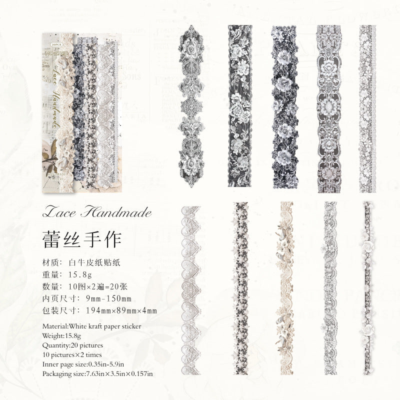 White Kraft Paper Hard Card Sticker - Corridor Series, 20 Pcs - ViktaShop