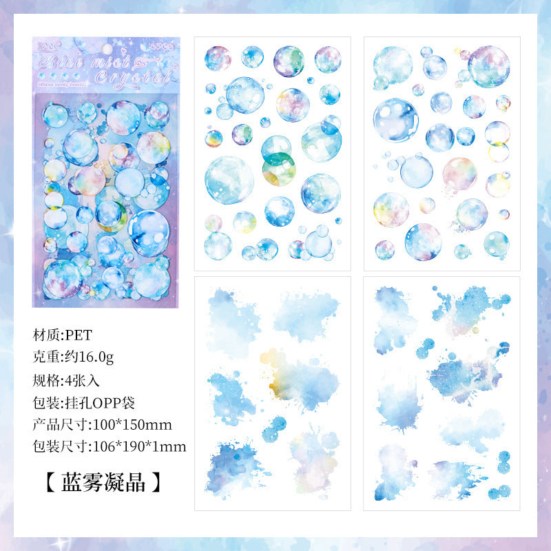 Glass Candy Heart PET Stickers - Transparent Splash Ink Style - ViktaShop