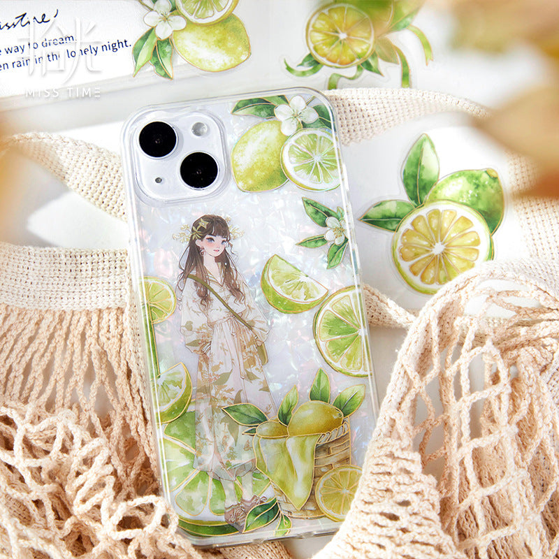 Fruit Series PET Gold Stickers - 20 Pcs - ViktaShop