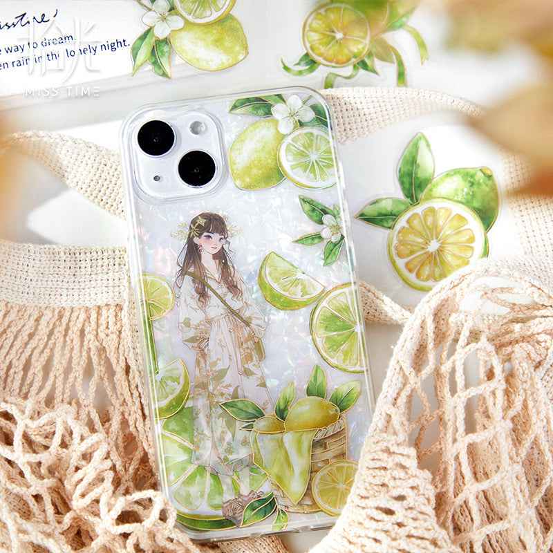 Fruit Series PET Gold Stickers - 20 Pcs