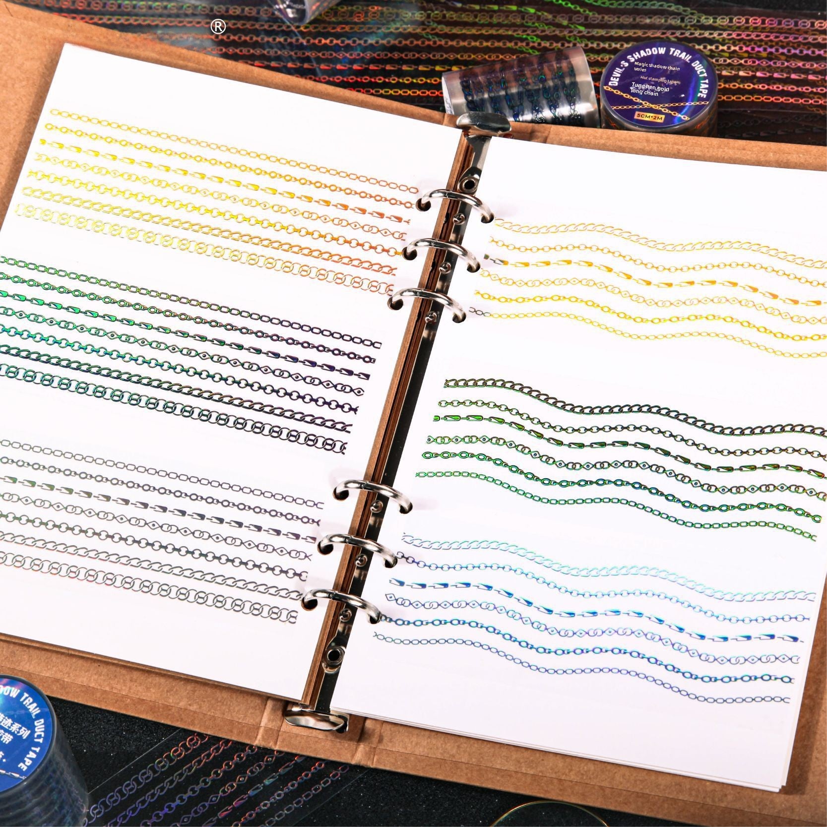 Cinta de historia retro, cadena de sombras mágicas, serie de trazas, dorado, cuenta de mano, material de bricolaje, pegatinas de circulación 6