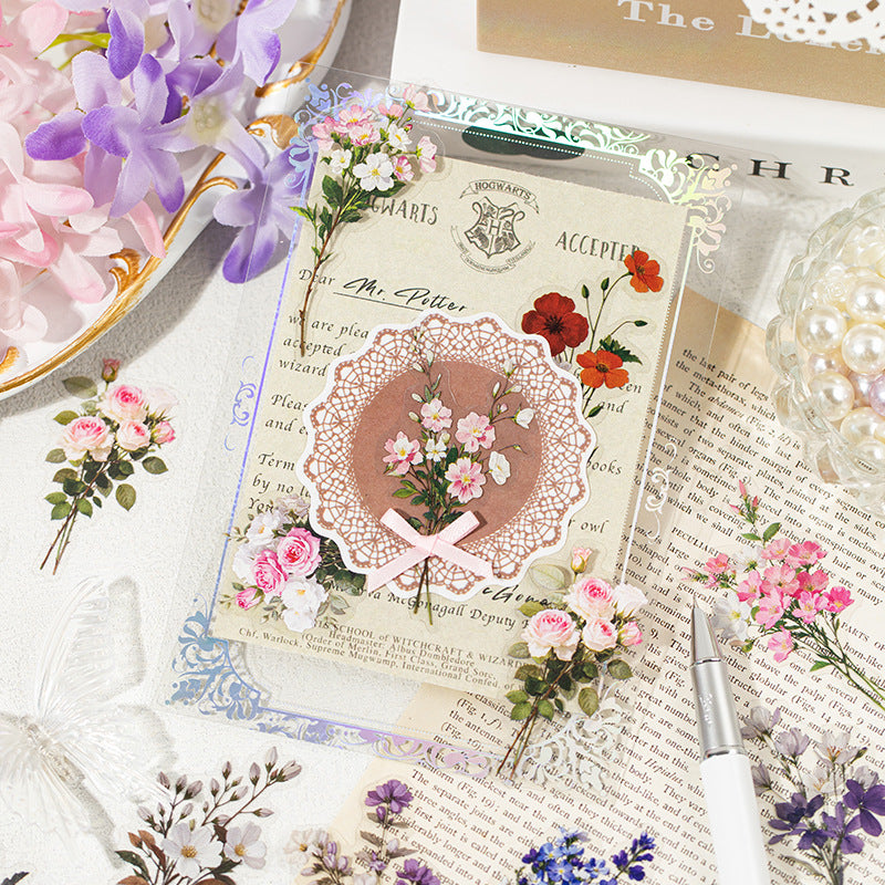 Language Leisure PET Stickers – Flower Room Floral Bookmark Collage, 4 Options - ViktaShop