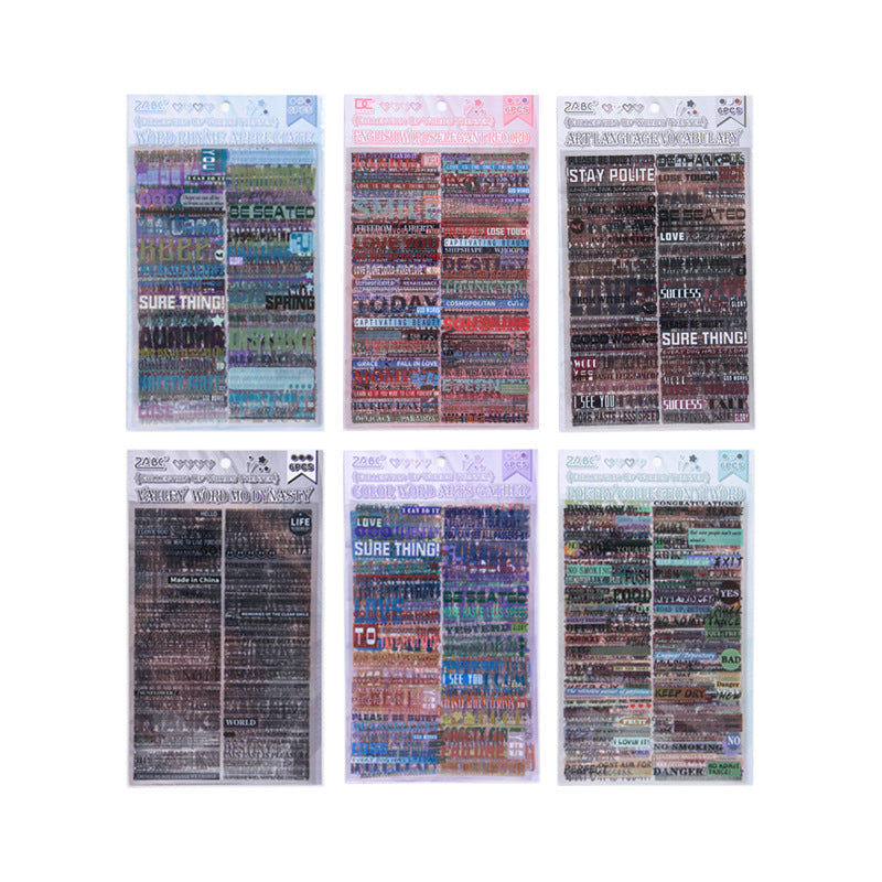 Transparent Waterproof PET Stickers - Retro English Phrases, 6 Options - ViktaShop