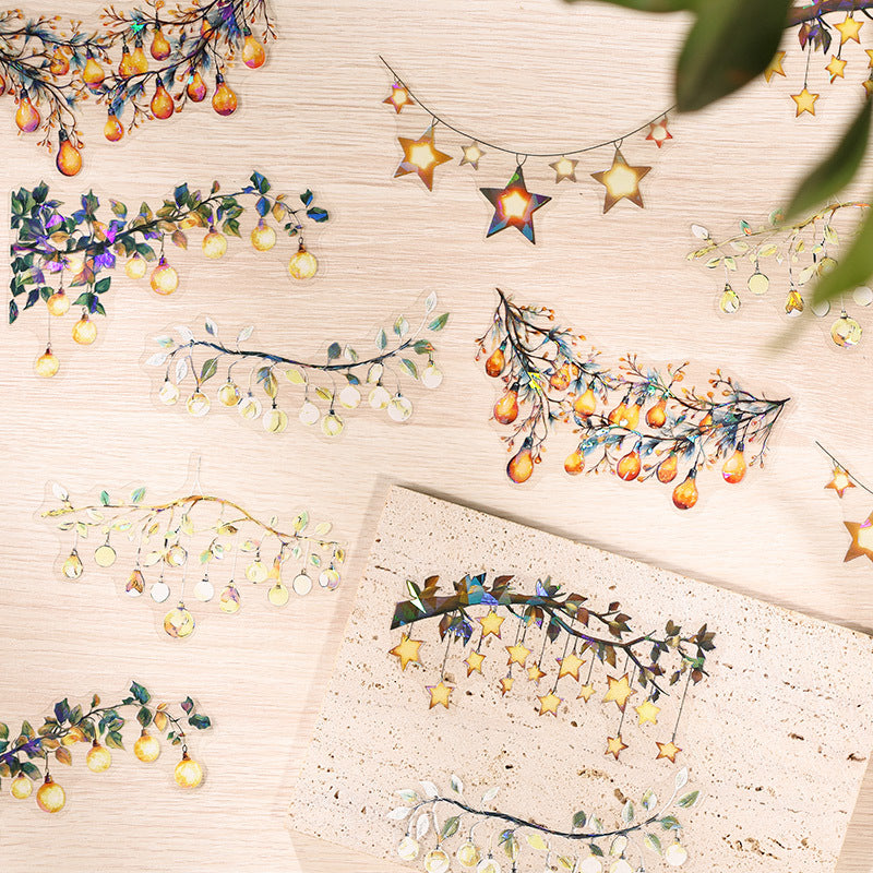 Waterproof PET Laser Stickers – Lamp & Starfish Retro Series, 6 Options - ViktaShop