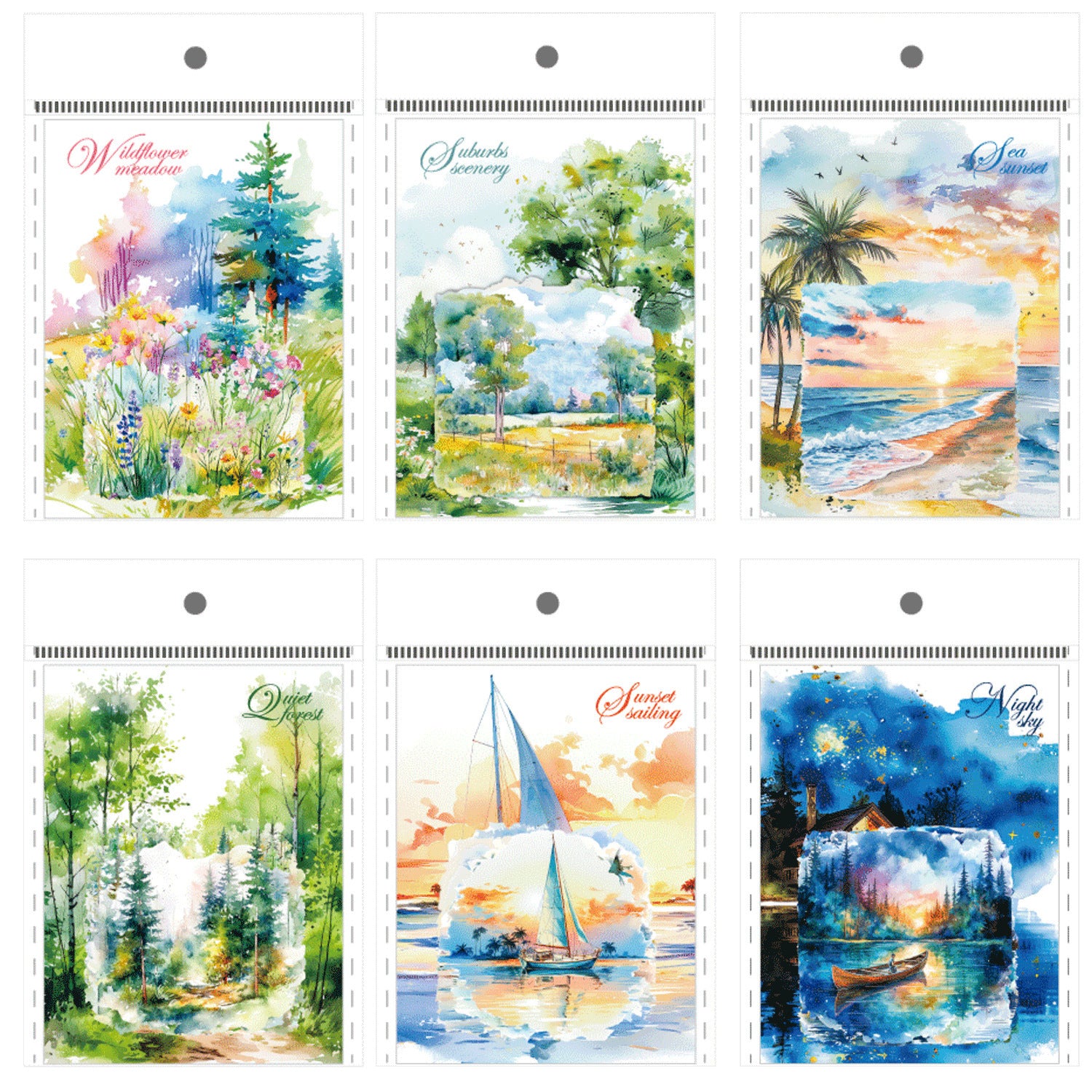 Ancient Forest PET Sticker Pack - Travel Scenery Series, Beach Sunset, 20 Pcs - ViktaShop