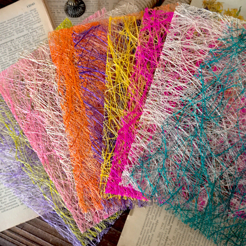 A5 Ten-Color Hollow Hemp Fiber Paper, 10 Sheets - ViktaShop