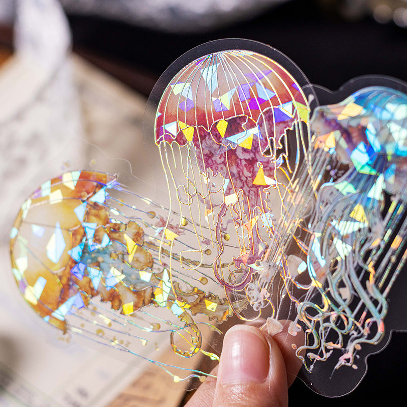 Ocean Land Series PET Stickers - Gilding Shell, Light Jellyfish, 20 Pcs - ViktaShop