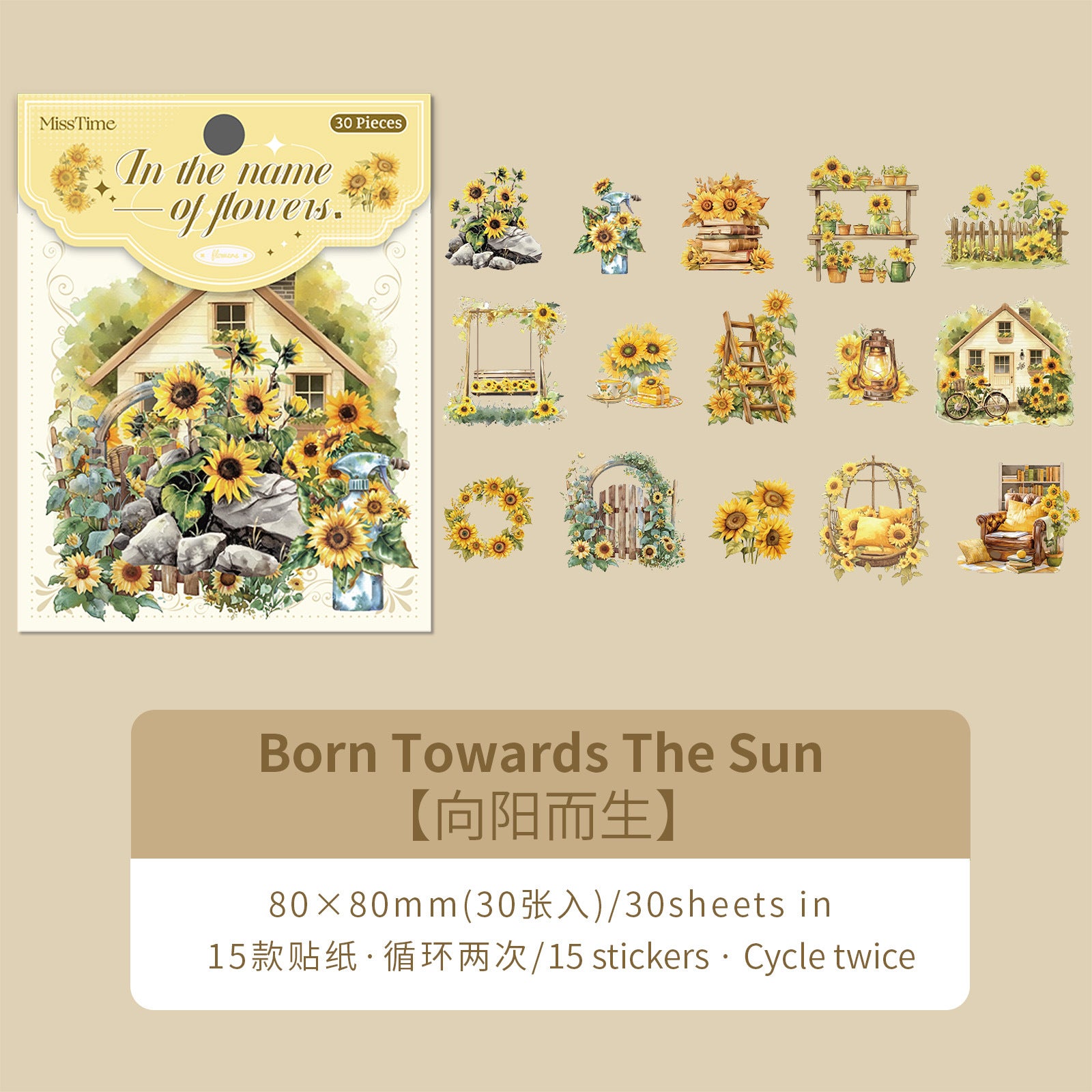 Floral PET Stickers – Retro Landscaping Series, 6 Options - ViktaShop