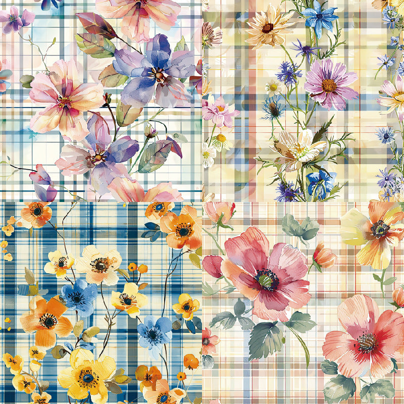 Colorful Flower Background Paper – Single-Sided Pattern Paper, 24 Sheets - ViktaShop