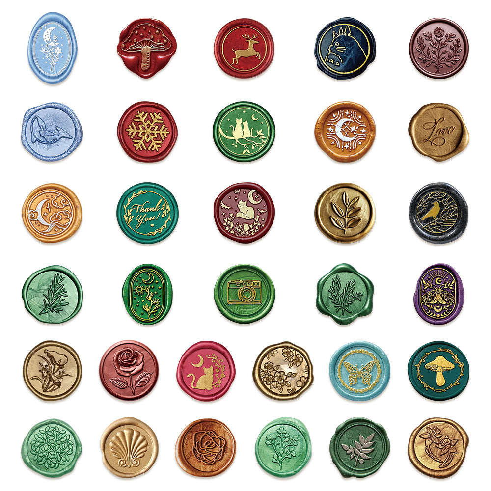 Wax Seal Stickers – Vintage Style, 64 Pcs - ViktaShop