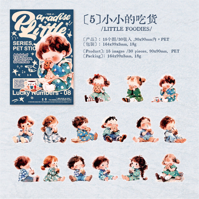 Small Paradise PET Stickers - Cute Little Girl Series, 30 Pcs - ViktaShop