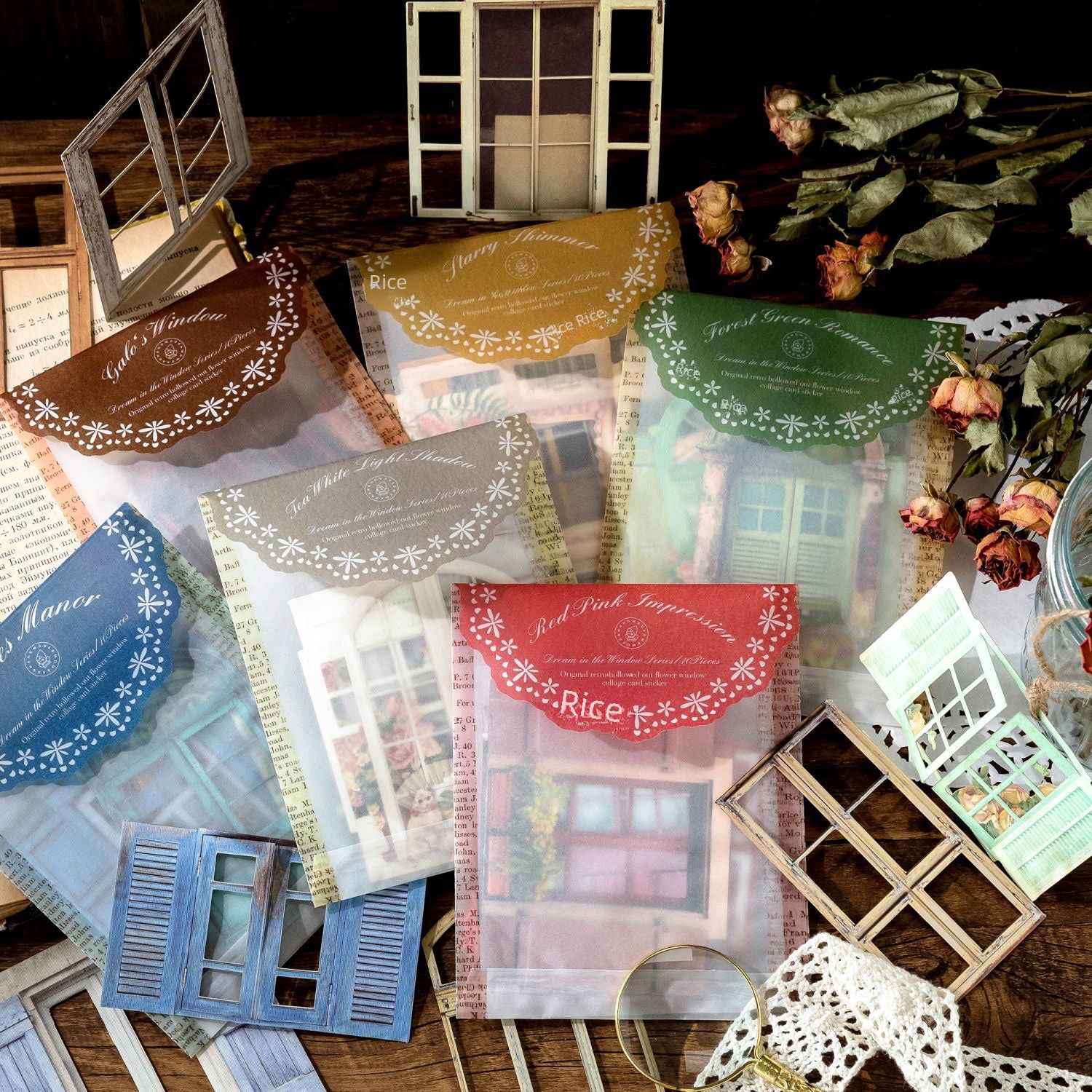 Vintage Hollow Flower Window Stickers, 10 Pcs