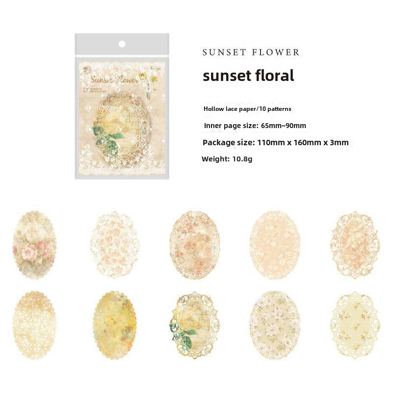 Lace Retro Art Floral Base Material Paper Notes, 10 Pcs - ViktaShop
