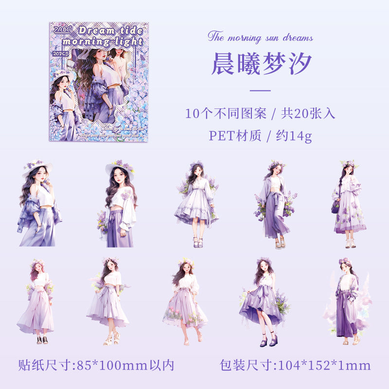 Sunseeker Sound Dream PET Sticker Pack – Creative Girl Character, 6 Options - ViktaShop