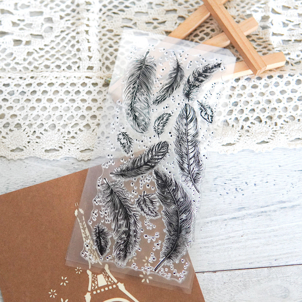 Silicone Transparent Seal, Feather Design for DIY Decoration - ViktaShop