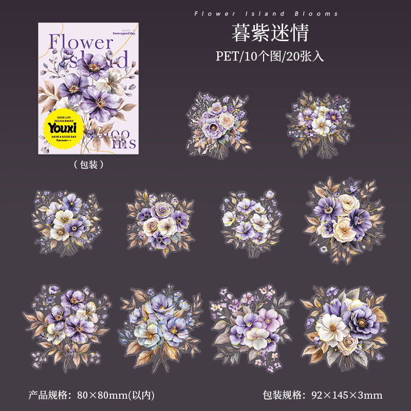 Blooming Series Stickers - Flower Theme, 20 Pcs - ViktaShop
