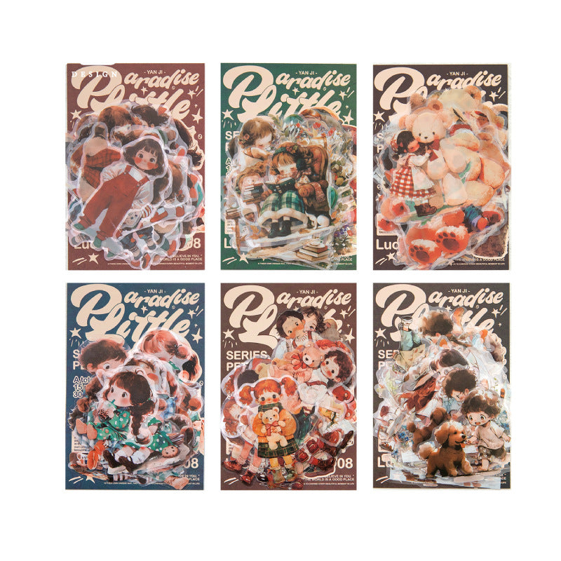 Small Paradise PET Stickers - Cute Little Girl Series, 30 Pcs - ViktaShop