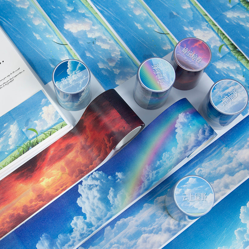 Dark Phantom Washi Tape – Peeping Cloud Series, Sky Clouds Theme, 2m - ViktaShop