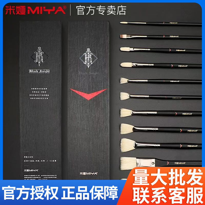 Mia Black Knight Gouache Set – Paint, Brushes & Fan Pen for Fine Arts - ViktaShop