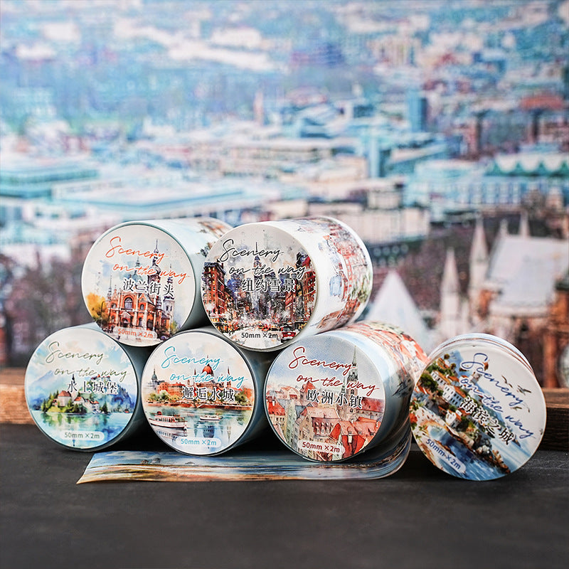 Scenery Series, City Travel Landscaping Washi Tape, 2m - ViktaShop