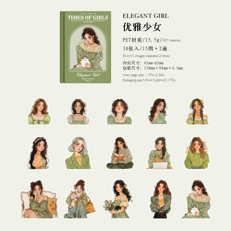 Vintage Girls Sticker PET Pack - ViktaShop