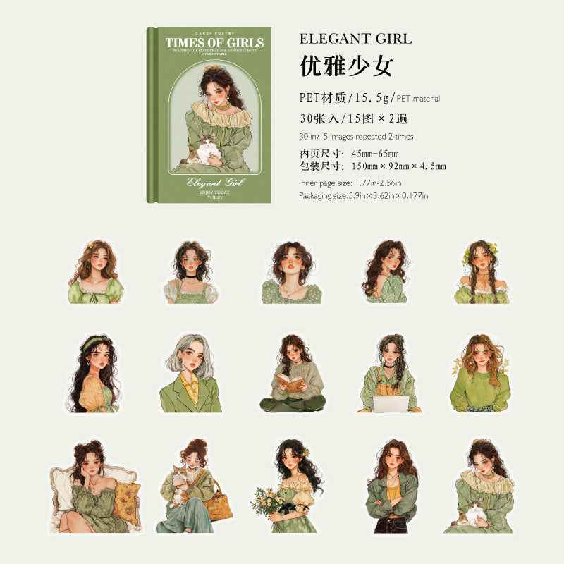 Vintage Girls Sticker PET Pack