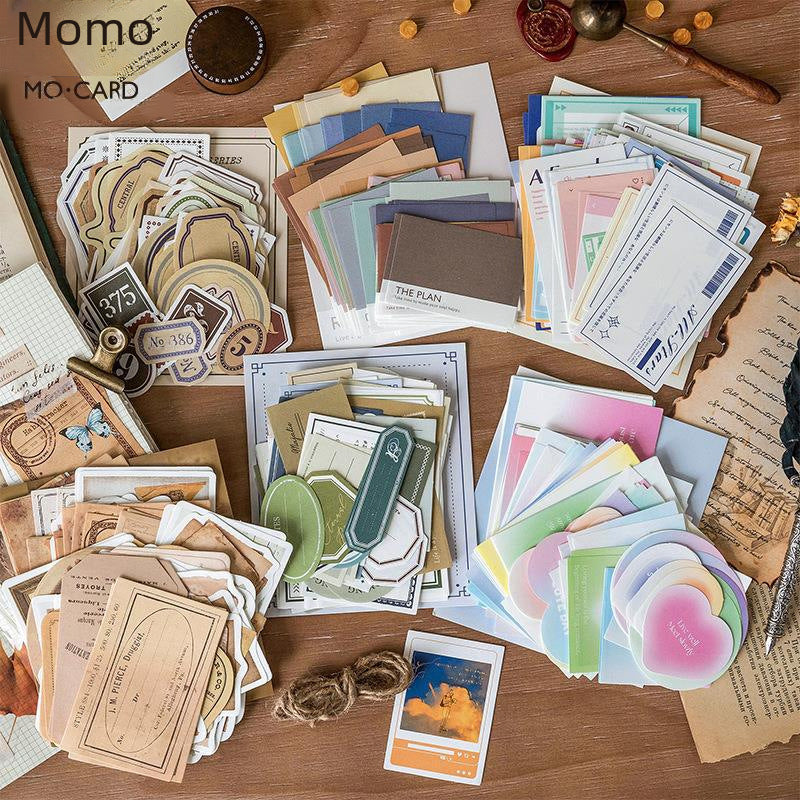 Note Set Series Material Bag, Retro Background Paper, 100 Pcs - ViktaShop