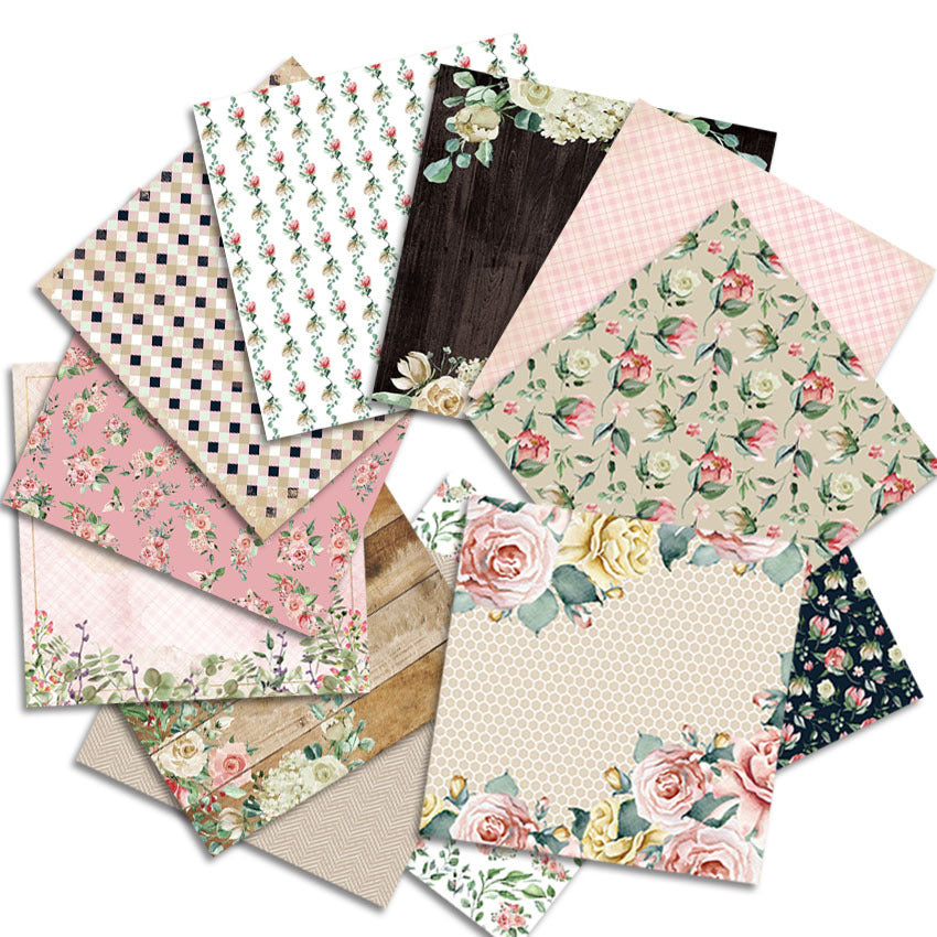 Retro Flower DIY Album Scrapbook Pattern Paper - 24 Sheets - ViktaShop