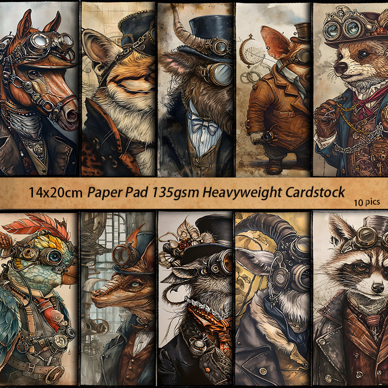 Animal World Pattern Paper - Rabbit, Elephant, Tiger, 10 Sheets - ViktaShop