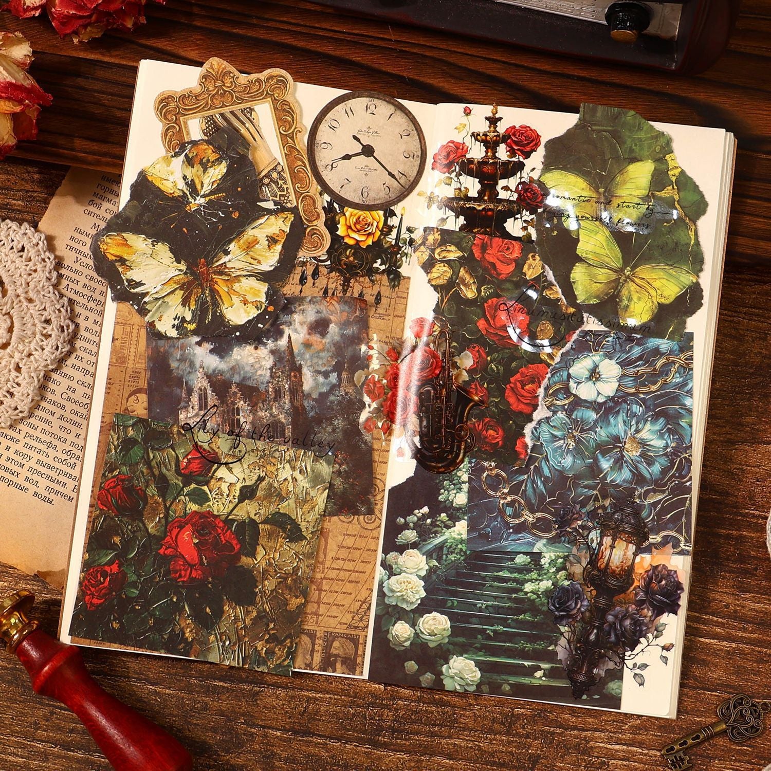 Ancient Forest Notes, Retro Gothic Style, Butterfly and Flowers, 30 Pcs - ViktaShop