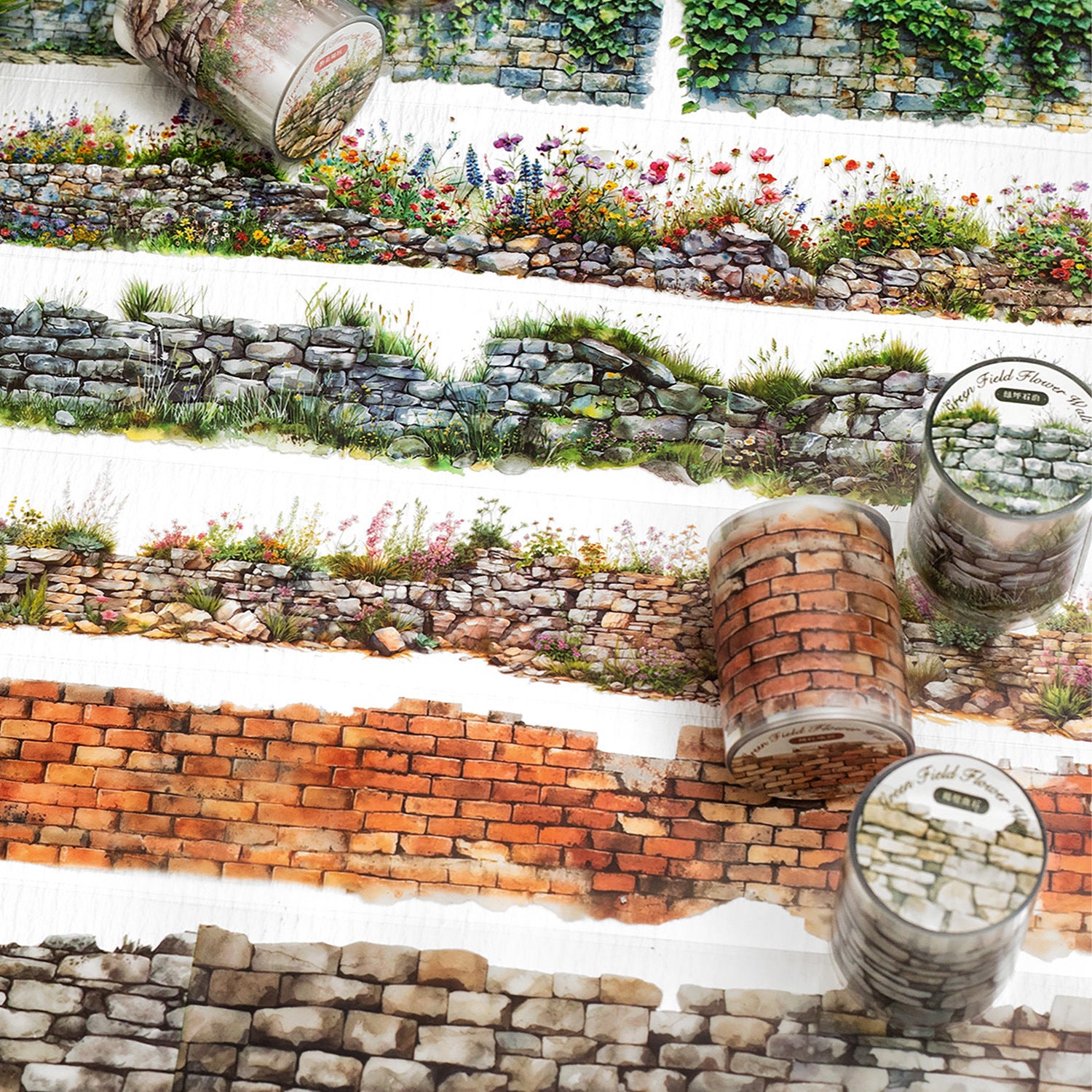 Twilight PET Tape - Green Wild Flower Wall Series, 2m - ViktaShop