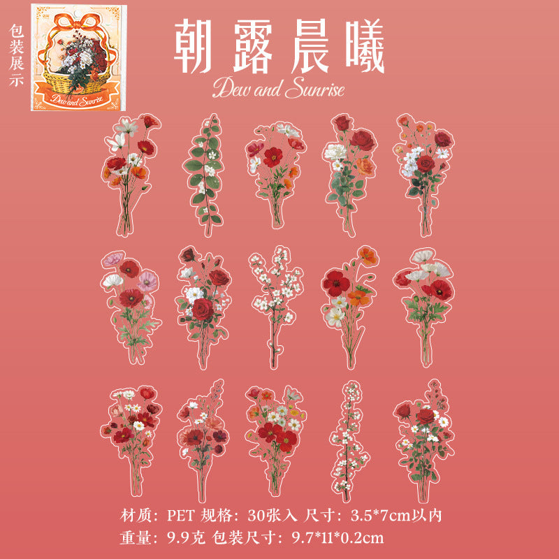 Language Leisure PET Stickers – Flower Room Floral Bookmark Collage, 4 Options - ViktaShop