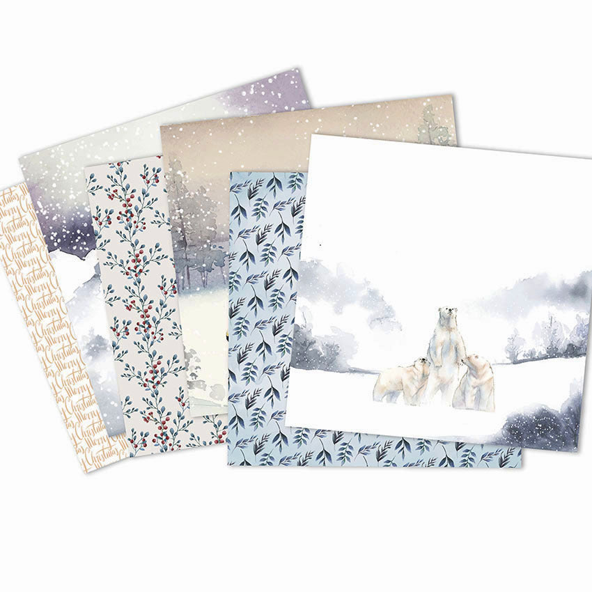 Christmas Winter Pattern Background Paper, 24 Sheets - ViktaShop
