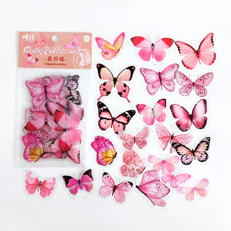 Vintage Butterfly PET Stickers, 40 Pcs - ViktaShop