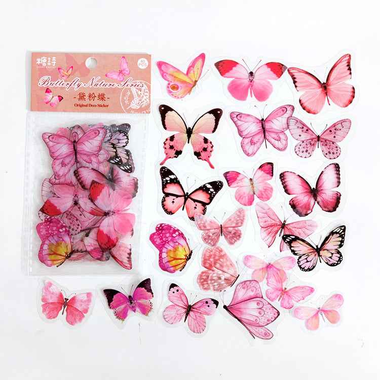 Vintage Butterfly PET Stickers, 40 Pcs