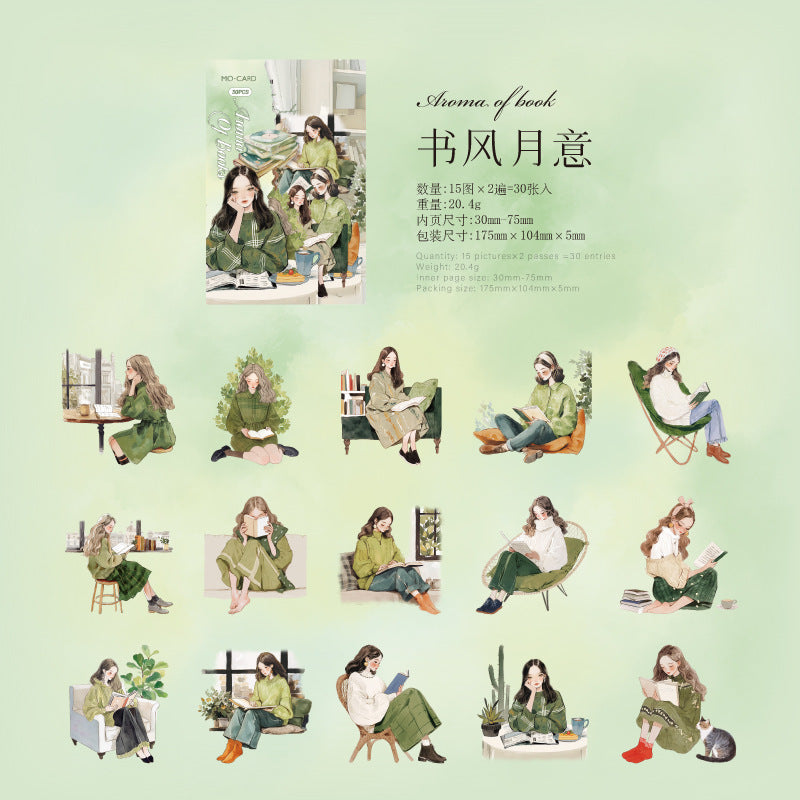 Elegant reading series PET stickers - ViktaShop