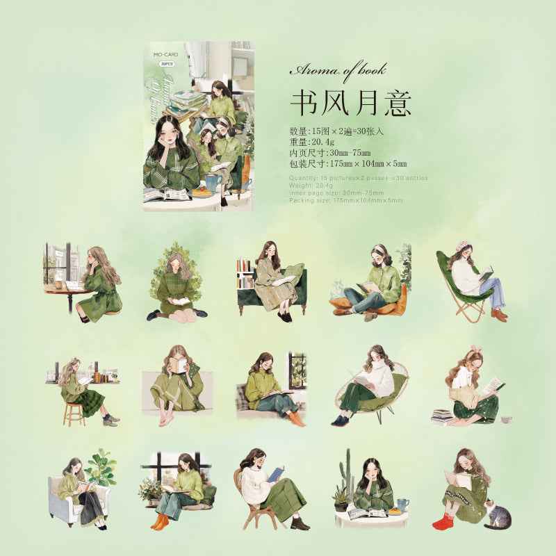 Elegant reading series PET stickers