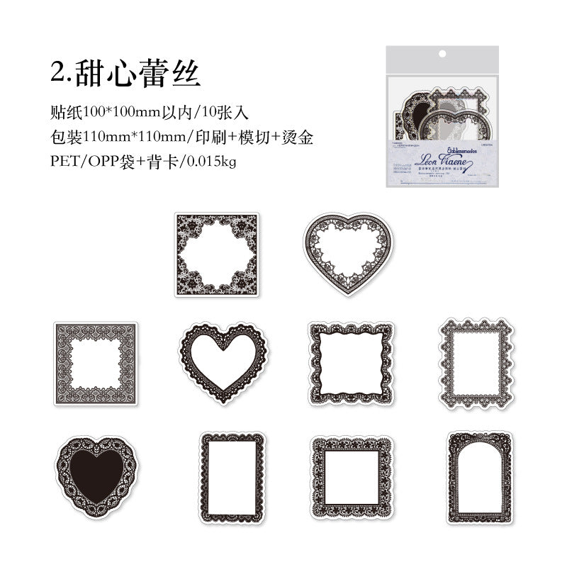 Twilight Gold Stamping Sticker - Lace Notebook Series, 6 Options - ViktaShop