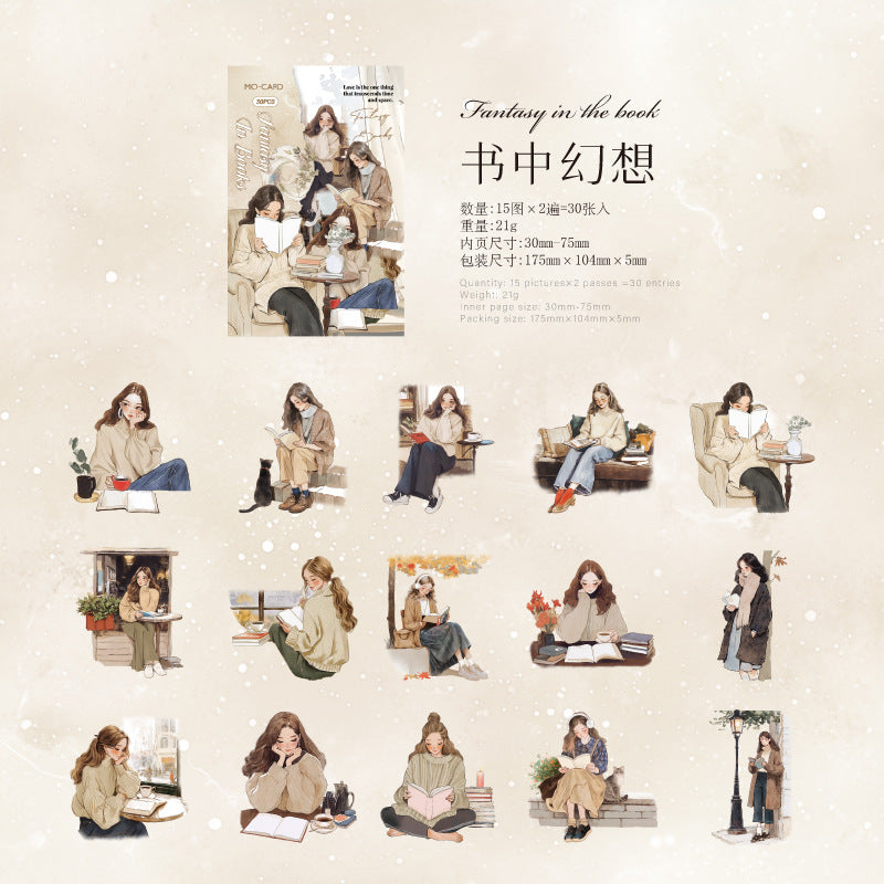 Elegant reading series PET stickers - ViktaShop