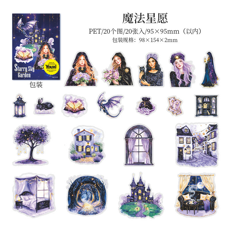 PET Sticker Pack – Magic Character Scene Stickers, 20 Pcs - ViktaShop