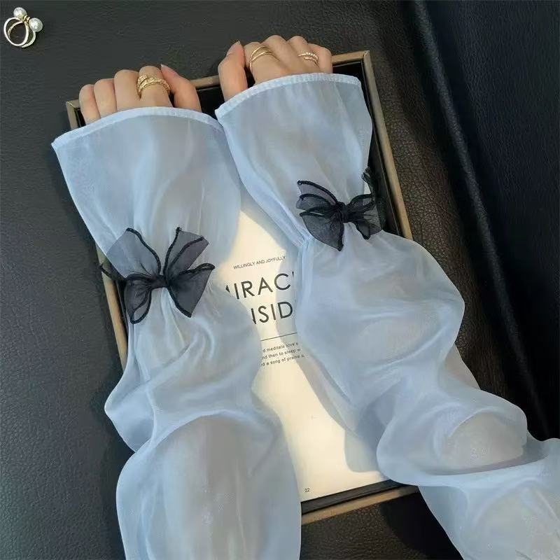 Summer Mesh Bow Ice Silk Sleeve - Flared Design - ViktaShop