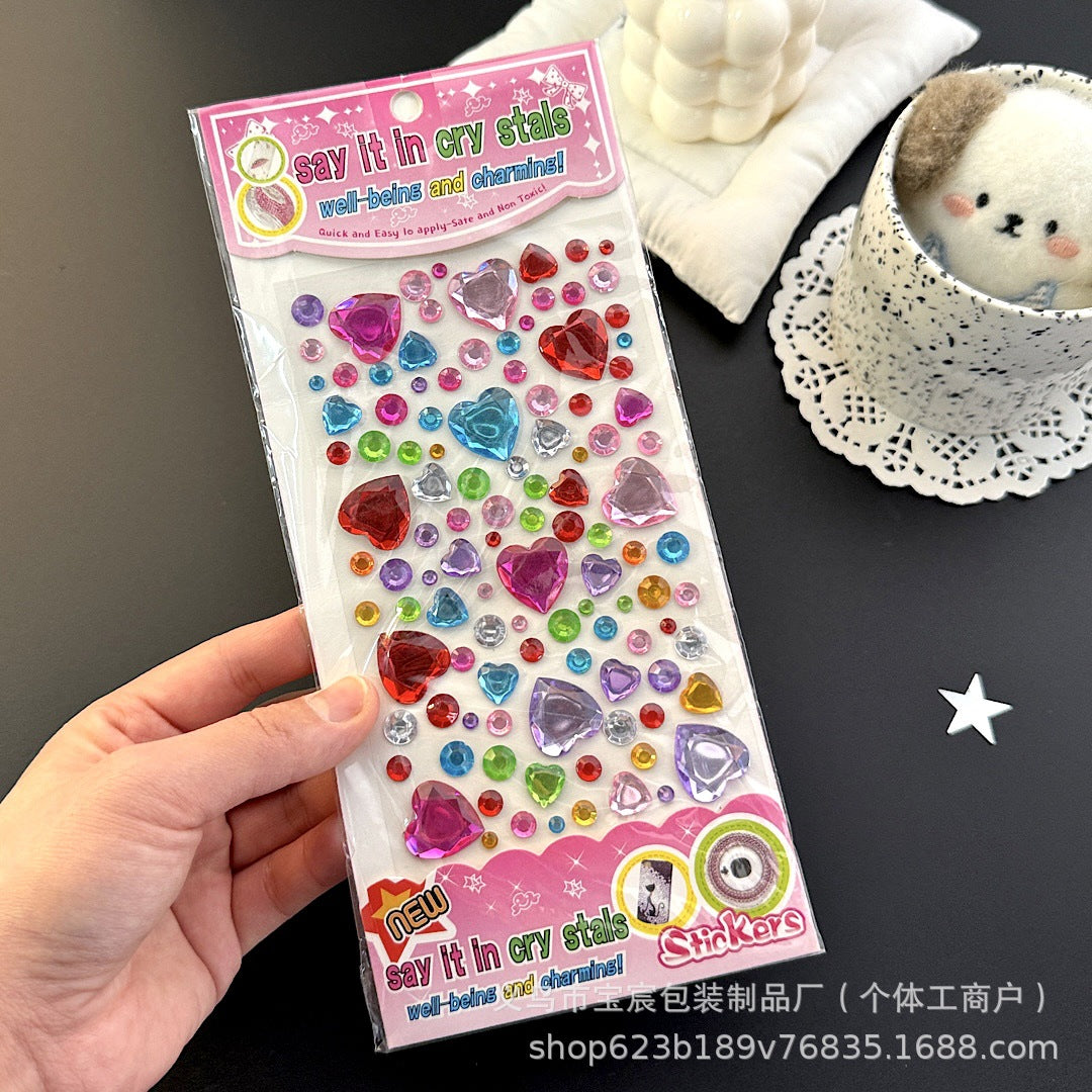 Love Star Rhinestone Stickers – 3D Heart & Bow, Girl Face Decoration - ViktaShop