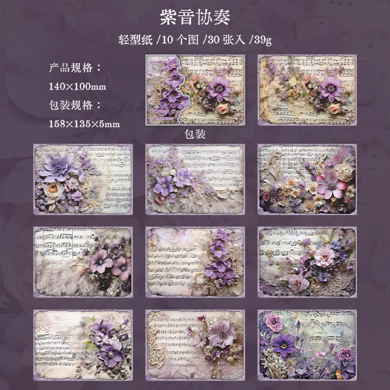 aterial Paper - Flower Melody Music Theme, 10 Pcs - ViktaShop
