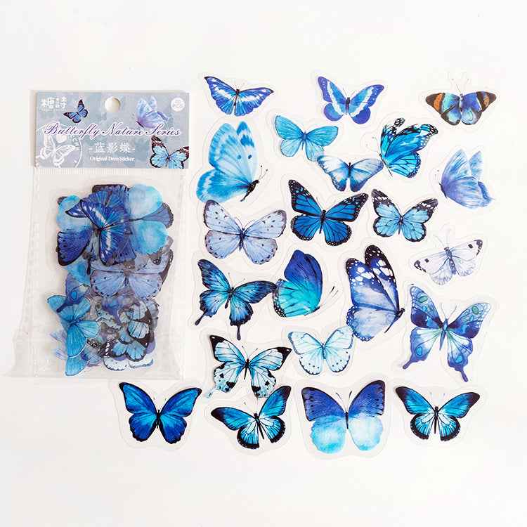 Vintage Butterfly PET Stickers, 40 Pcs